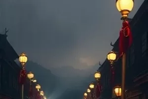 都市短剧《深夜面馆》封面，面馆门口挂着的红灯笼